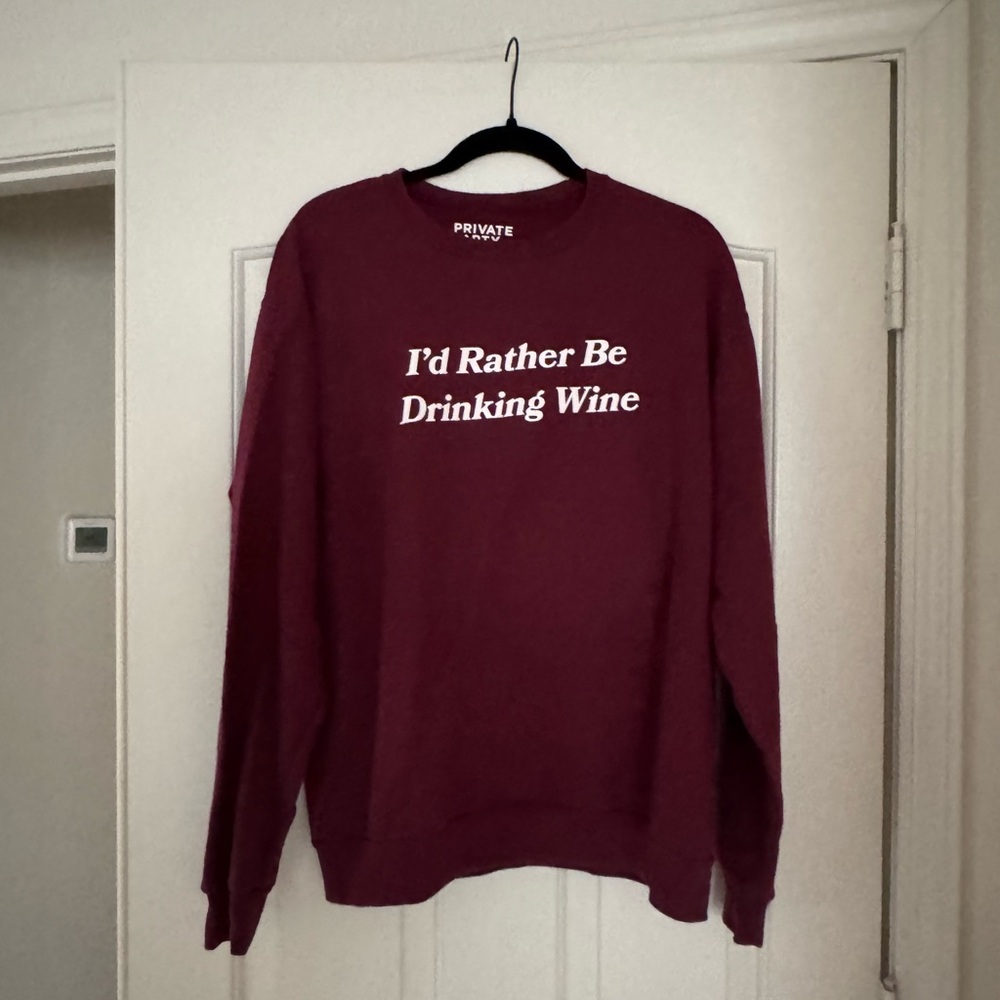 PRIVATE PARTY Wine Red Crewneck Sweater